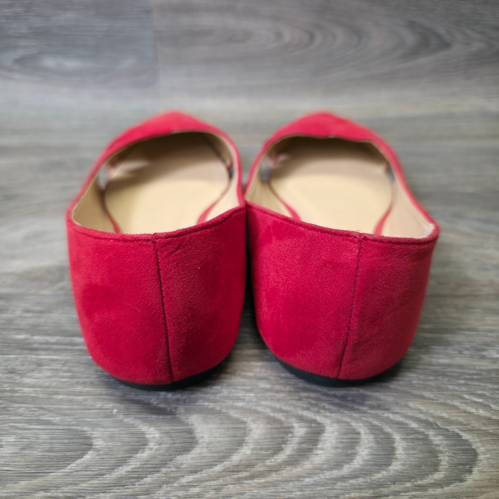 Charles Albert Flats Women 8 Red Pointed Toe Faux Suede Classic Ballet Timeless - Picture 6 of 12